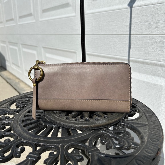 Frye Zip Wallet Grey Leather - Picture 2 of 8